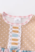 Beige floral print ruffle baby girl romper - ARIA KIDS
