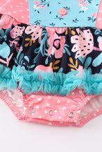 Pink floral print ruffle baby romper - ARIA KIDS