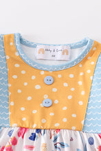 Blue floral print ruffle baby romper - ARIA KIDS