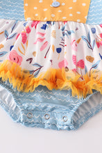 Blue floral print ruffle baby romper - ARIA KIDS