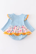 Blue floral print ruffle baby romper - ARIA KIDS