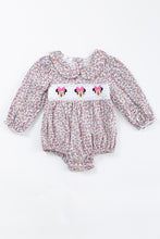 Floral print charactor smocked baby romper - ARIA KIDS