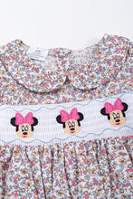 Floral print charactor smocked baby romper - ARIA KIDS