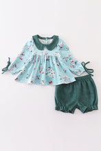 Green velvet floral ruffle baby set - ARIA KIDS