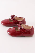 Maroon bow mary jane shoes - ARIA KIDS