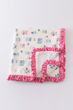 Platinum balcony print ruffle soft baby blanket - ARIA KIDS