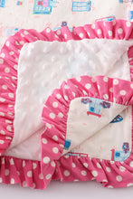 Platinum balcony print ruffle soft baby blanket - ARIA KIDS