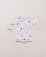 Pink floral print zip rashguard girl swimsuit - ARIA KIDS