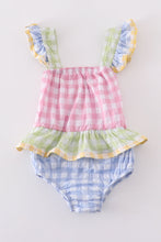 Multicolored gingham one-piece girl swimsuit - ARIA KIDS