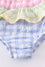 Multicolored gingham one-piece girl swimsuit - ARIA KIDS