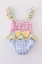 Multicolored gingham one-piece girl swimsuit - ARIA KIDS