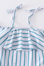 Blue stripe strap girl swimsuit one piece UPF50+ - ARIA KIDS
