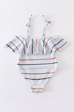 Organic rainbow stripe strap girl swimsuit one piece UPF50+ - ARIA KIDS