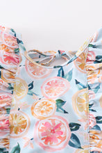 Blue lemon print ruffle girl swimsuit UPF50+ - ARIA KIDS