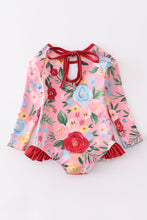 Pink floral print  ruffle swimsuit - ARIA KIDS