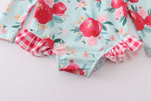 Mint floral print girl rashguard ruffle swimsuit
