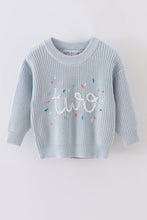 Blue hand-embroidery one&two pullover sweater - ARIA KIDS