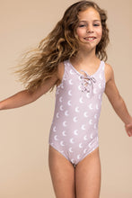 Moon print tie one piece girl swimsuit - ARIA KIDS