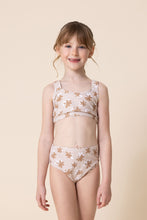 Brown & white floral print 2pc girl swimsuit (size run small, go up 2-3 sizes) - ARIA KIDS