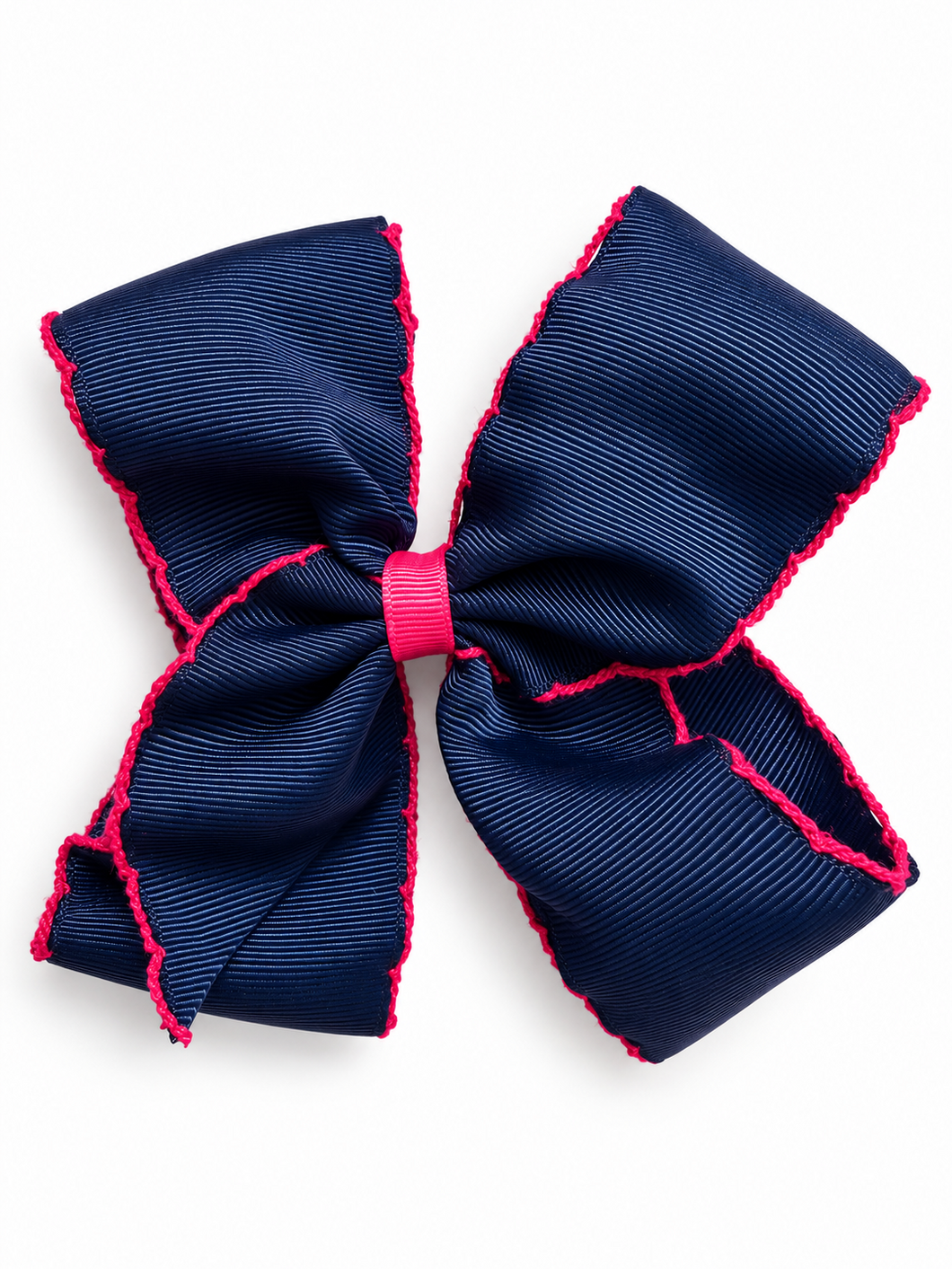 Navy Blue crochet edge hair bow - ARIA KIDS