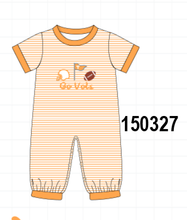 Orange Tennessee Go Vols Embroidery Romper
