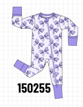 Purple Bow Zip Bamboo Romper
