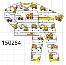 Yellow Construction Trucks Bamboo Pajama Set