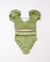 Green smocked bikini 2pc women swimsuit - ARIA KIDS