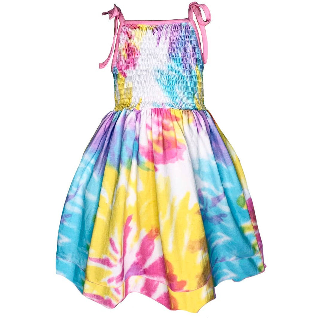 pastel rainbow tie dye dress Lola + The Boys Unicorn Rainbow Gem Tie Dye Dress, 6