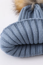 Slate knit pom pom beanie hat baby toddler adult - ARIA KIDS