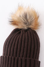 Brown knit pom pom beanie hat baby toddler adult - ARIA KIDS