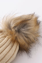 Beige knit pom pom beanie hat baby toddler adult - ARIA KIDS