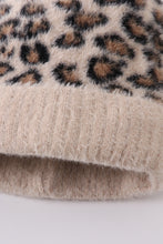 Beige leopard beanie hat toddler adult - ARIA KIDS