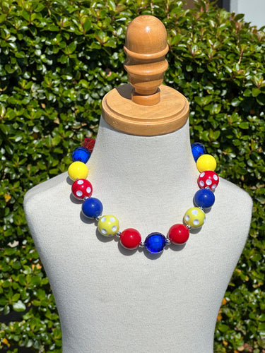 Red blue yellow chunky necklace