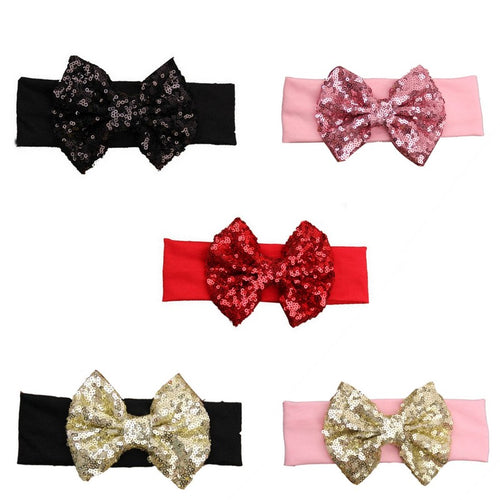 Baby Sequin Bow Headband - Pack of 5 Colors - ARIA KIDS