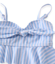 Mommy and Me Blue & White Striped High Waisted 2-Piece Swim suit - ARIA KIDS