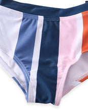 Mommy & Me Retro Stripe Print High Waisted 2-Piece Toga  Swimsuit (Pre-order) - ARIA KIDS