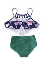 Mommy and Me Green & Blue Floral High Waisted 2-Piece Swimsuits - ARIA KIDS