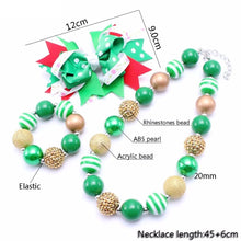 Green/Gold Xmas Chunky Necklace - 3 Piece Set - ARIA KIDS