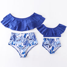 Mommy & Me Navy Blue Botanical High Waisted 2-Piece Swimsuit (Pre-order) - ARIA KIDS