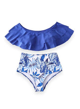 Mommy & Me Navy Blue Botanical High Waisted 2-Piece Swimsuit (Pre-order) - ARIA KIDS