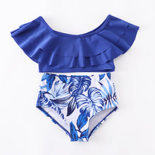 Mommy & Me Navy Blue Botanical High Waisted 2-Piece Swimsuit (Pre-order) - ARIA KIDS