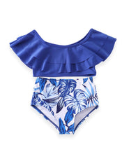 Mommy & Me Navy Blue Botanical High Waisted 2-Piece Swimsuit (Pre-order) - ARIA KIDS