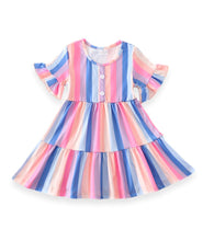 Mommy & Me Pastel Rainbow Striped Tiered Dress (Pre-order) - ARIA KIDS