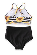 Mommy & Me Sunflower & Stripes High Waisted 2-Piece Swimsuit (Pre-order) - ARIA KIDS