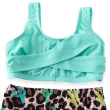 Mommy & Me Mint Cactus Print High Waisted 2-Piece Swimsuit (Pre-order) - ARIA KIDS