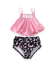 Mommy & Me Rainbow Leopard & Pink Cut Out High Waisted 2-Piece Swimsuit (Pre-order) - ARIA KIDS