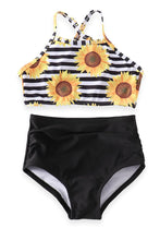 Mommy & Me Sunflower & Stripes High Waisted 2-Piece Swimsuit (Pre-order) - ARIA KIDS