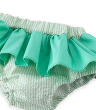 Mermaid Tail Mint Green Seersucker Striped 2-Piece Girls Swimsuit - ARIA KIDS