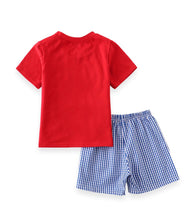 Stars & Gingham Plaid Blue Red Stars Boy Set - ARIA KIDS